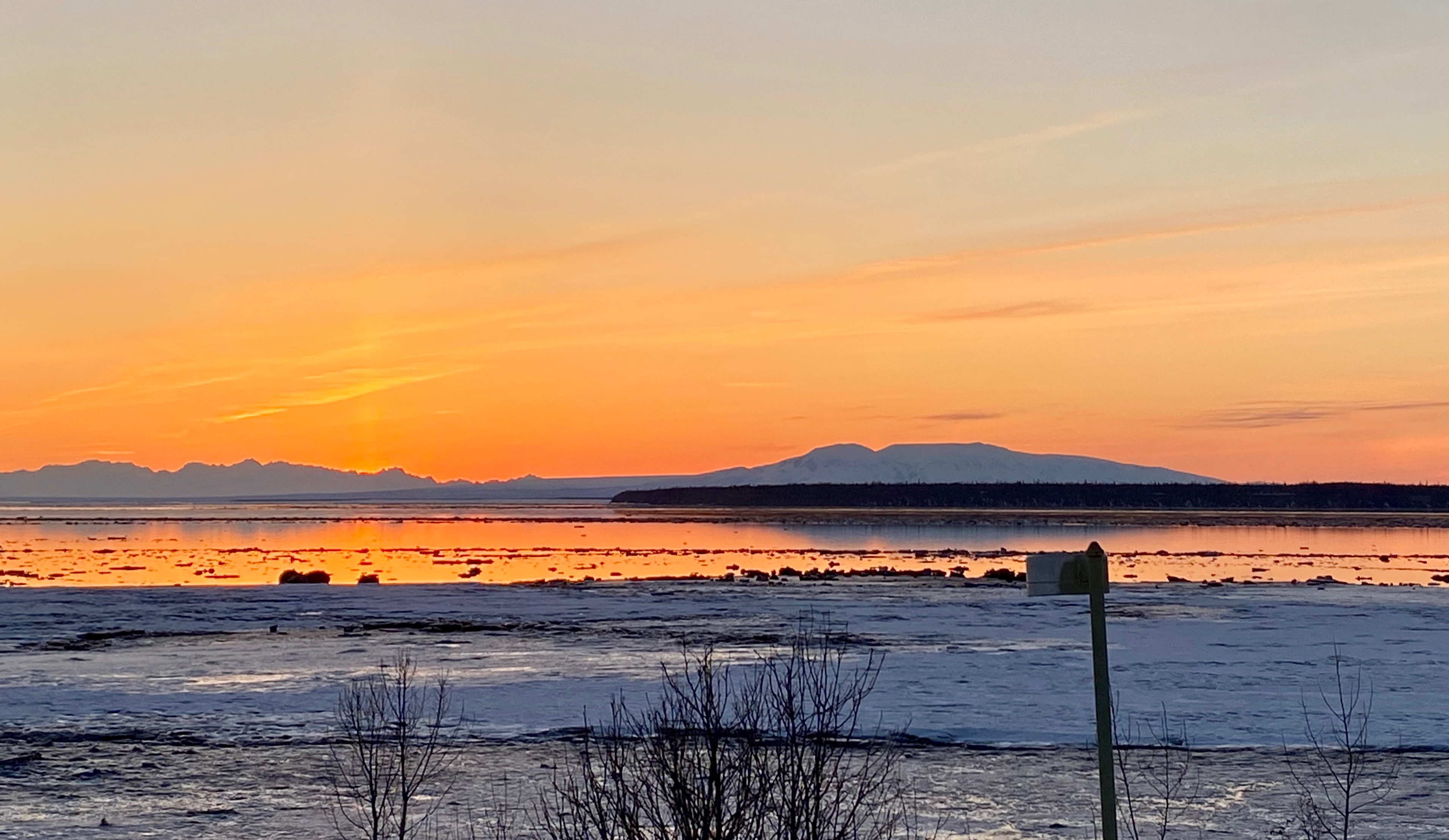 Sleeping Lady mountain sunset view from Villa at Bootleggers Landing